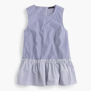 NWT J.Crew Petite button-back striped peplum top
